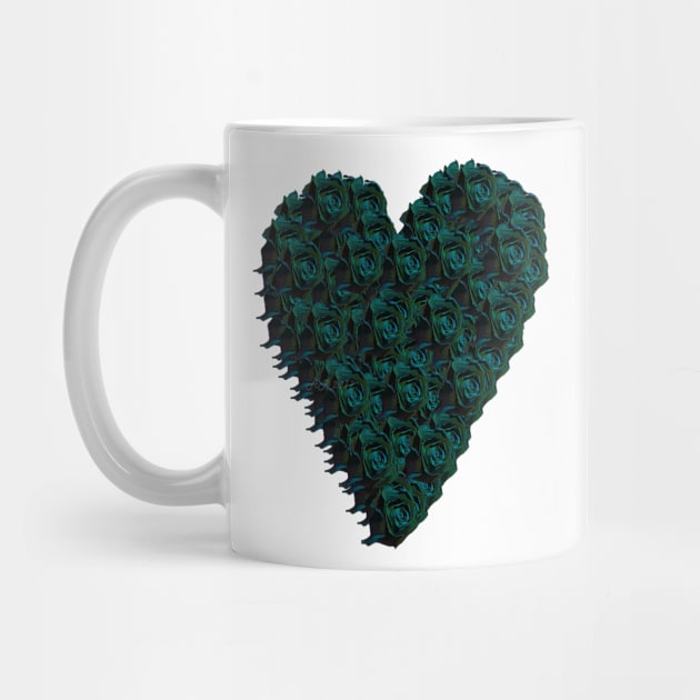 Aqua Rose Heart by Not Meow Designs 